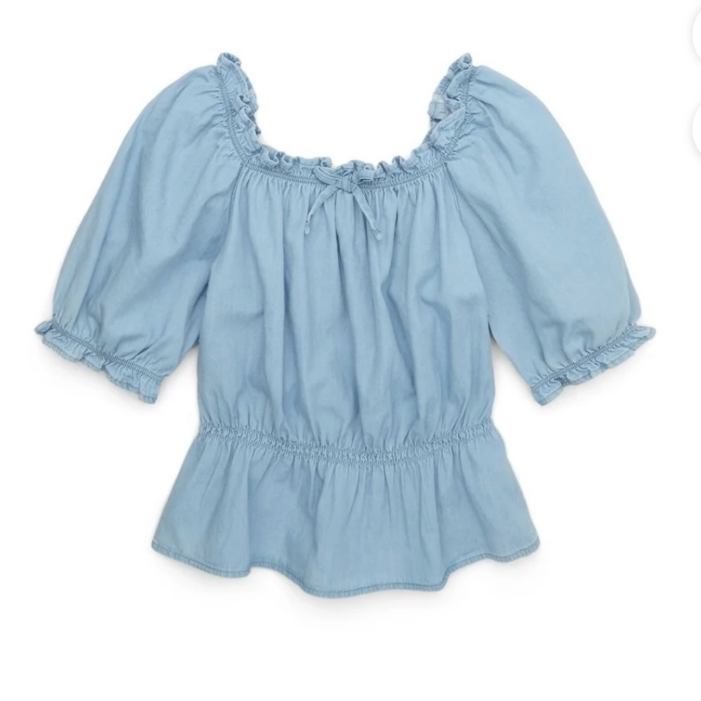 🔴Light Blue Ruffled Blouse. NWT! - Picture 1 of 4
